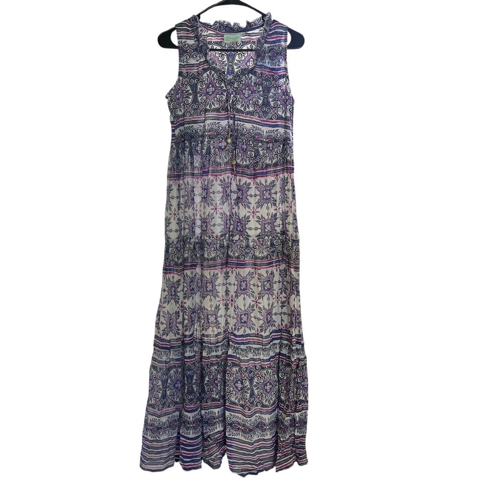 True Destinations Women’s Long Sleeveless Maxi Dress in Sz XS Purple Bohemian